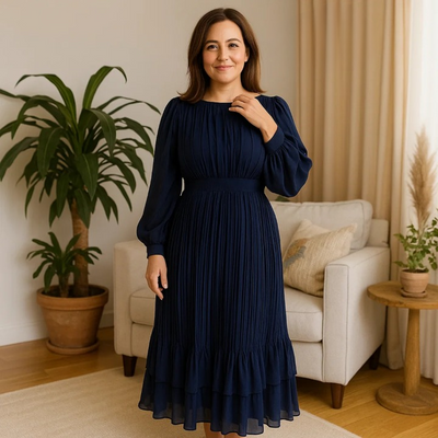 Hannah - Plisseret elegant kjole