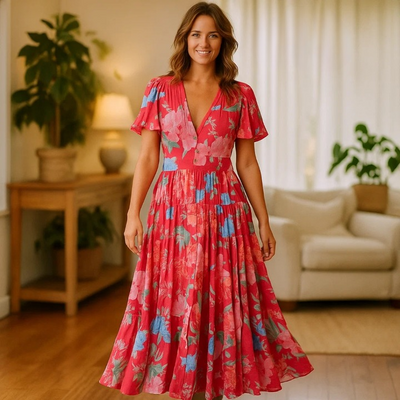 FLORIANA - Levende blomstret kjole