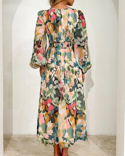 Sandra - Boho blomstret maxikjole