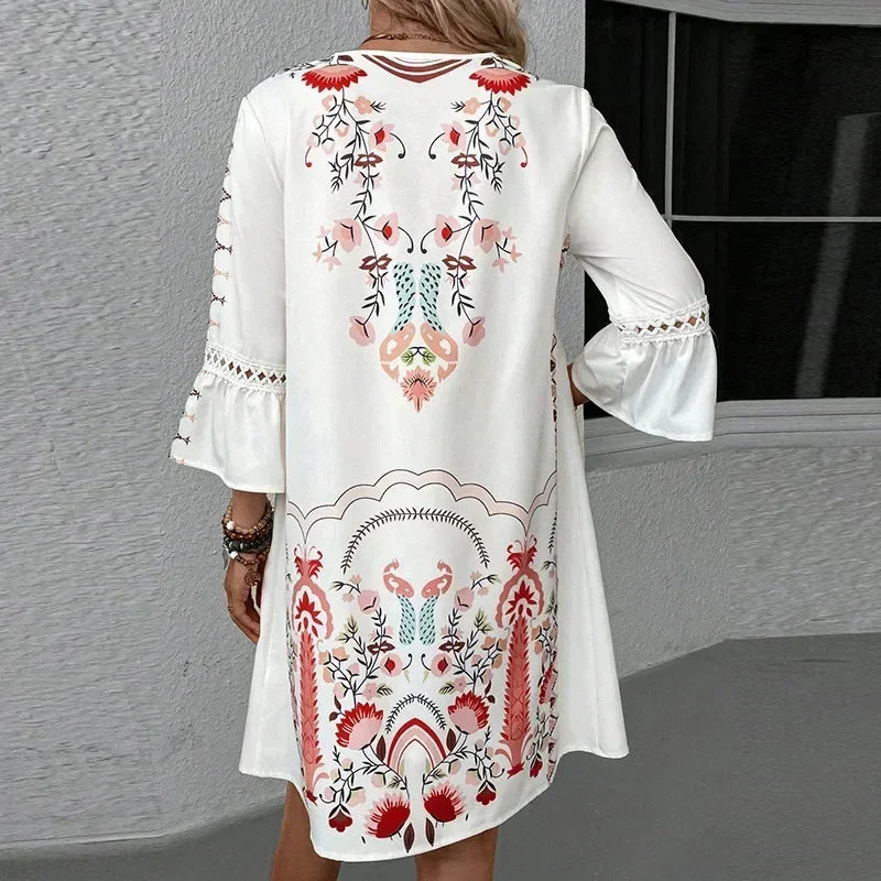 Crizza - Kunstnerisk kjole med boho-print