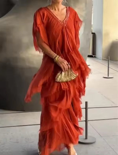 Angelie - Boho-kjole med flæser