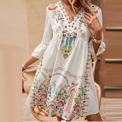 Crizza - Kunstnerisk kjole med boho-print