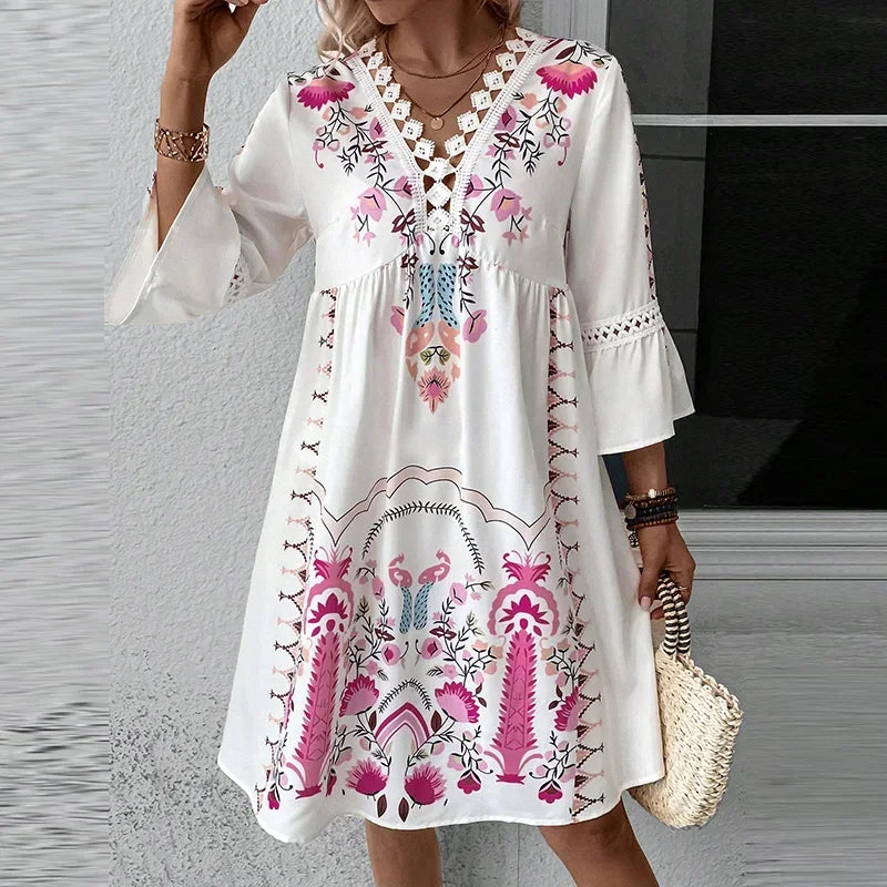 Crizza - Kunstnerisk kjole med boho-print