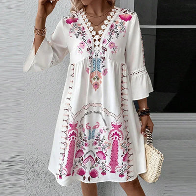 Crizza - Kunstnerisk kjole med boho-print