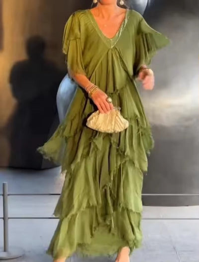 Angelie - Boho-kjole med flæser